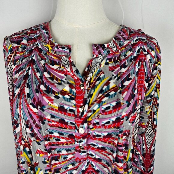 By Design Tunic Top XL Multicolor Abstract Print Bohemian Colorful - Picture 3 of 8